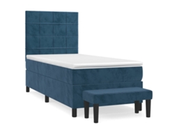 Cama com Molas/colchão 90x200 Cm Veludo Azul escuro MAISON EXCLUSIVE