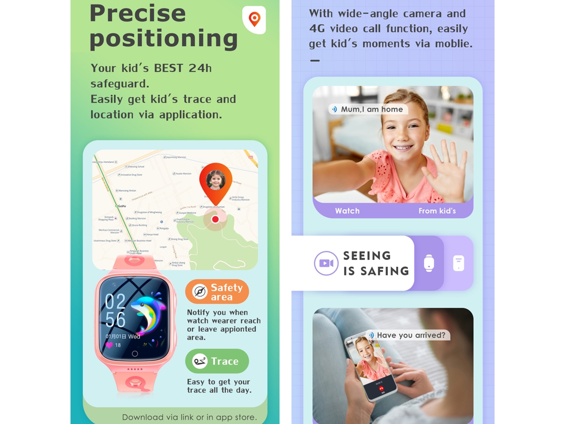 Relógio Inteligente para Crianças 4g Gps Wi fi Sos Chamada de Vídeo Ip67 Tela Touch 1.44 Polegadas