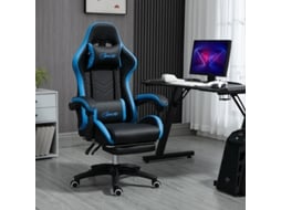 Cadeira gamer com altura ajustável, apoio lombar e apoio de cabeça, braços ajustáveis, reclinável até 120 kg, azul e preto Liptaptyn