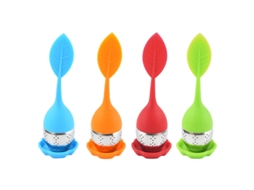 Infusor De Chá Em Aço Inoxidável Com Tampa Silicone Para Folhas Verdes, 4 Unidades