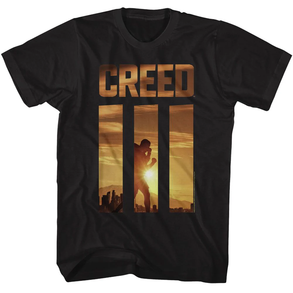 Unisex Adult T-shirt Rockinstone Rocky Movie Creed 3 Sunrise Black Sizel