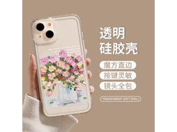 Capa Para Iphone 17 Pro Transparente Espacial 0 Pintura A Óleo Retrô Flor Rosa J8322 Pintura A Óleo De Vaso De Flores