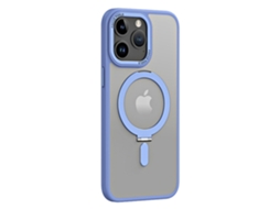 Suporte Casa Para Iphone 15 Pro Pele Sintética Magnética Azul