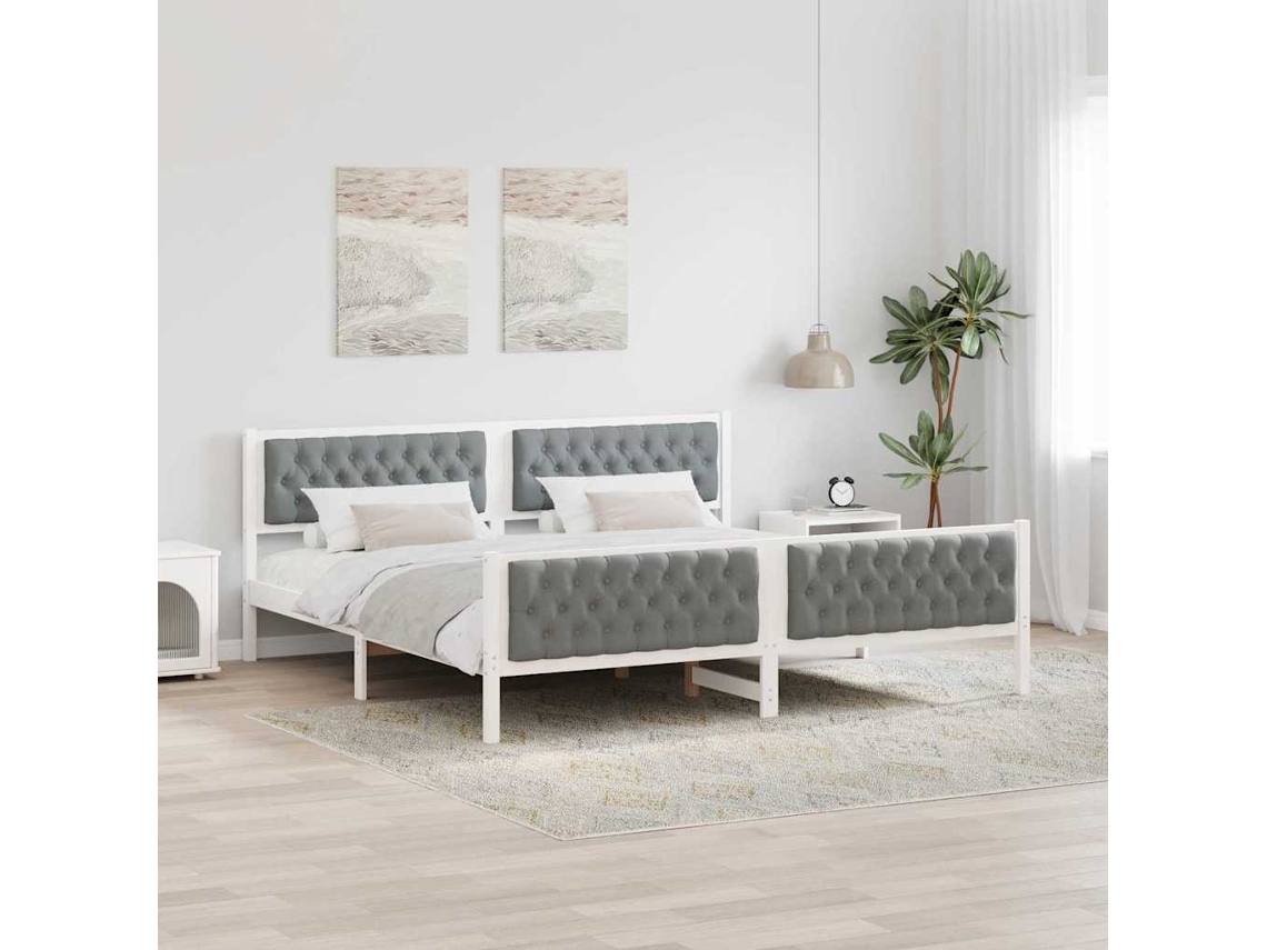 Vidaxl Estrutura Da Cama Com Cabeceira Cinzento-claro 200 X 200 Cm
