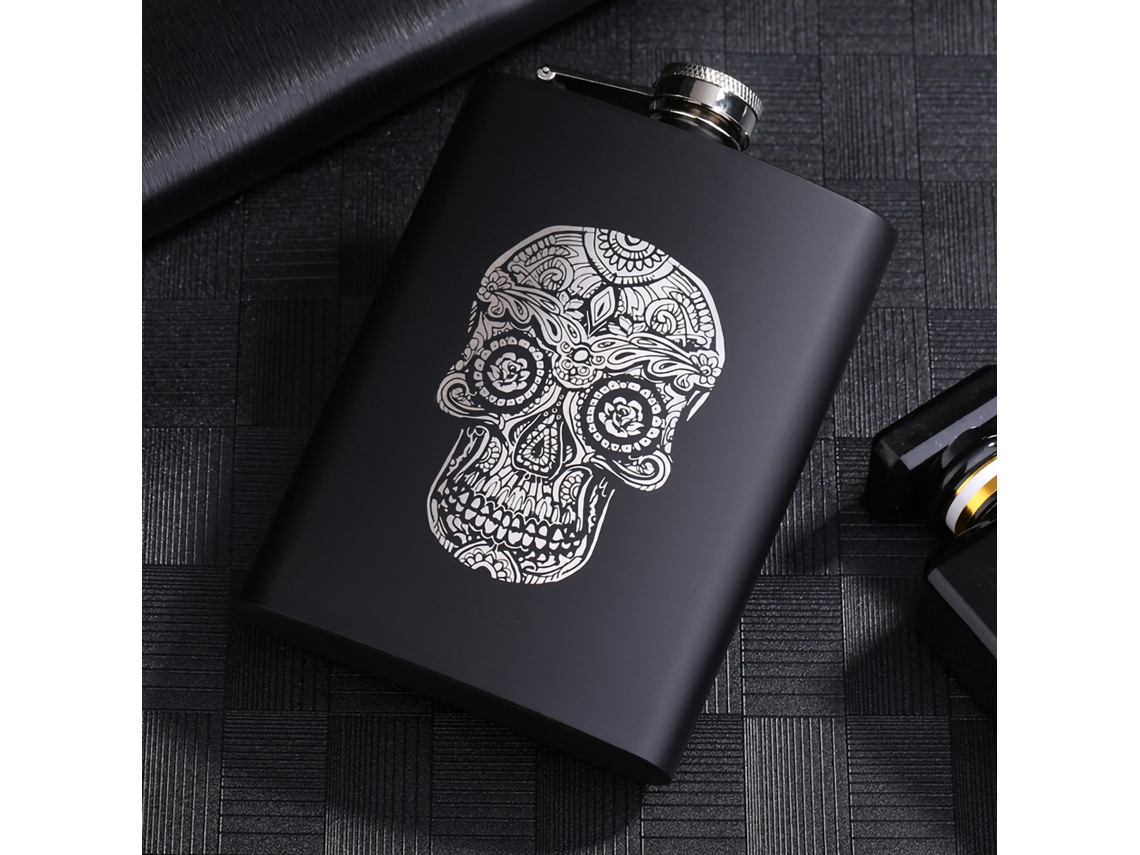 Nova Line garrafa de Whisky de Aço Inoxidável 8oz Portátil Matte Preto para Viagens Outdoor