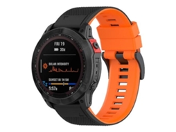 Pulseira De Silicone, Compatível Com Relógio Garmin Fenix 7x, Preta E Laranja, Acabamento Moderno