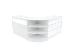 Conjunto de Balcões Comerciais MonsterShop Demeter, Branco, K1200B1200LM60, MDF e Vidro Temperado