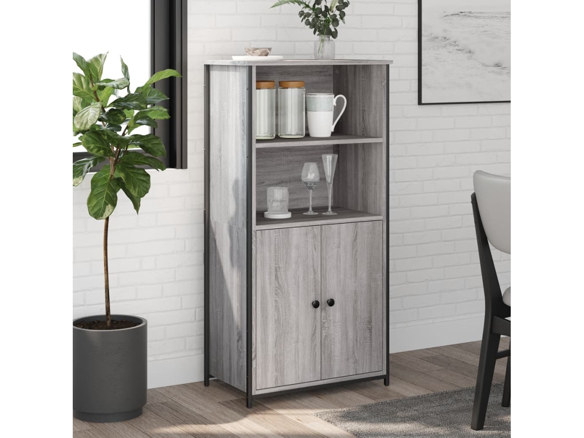 Vidaxl Aparador Alto 62x36x121,5 Cm Derivados De Madeira Cinza Sonoma
