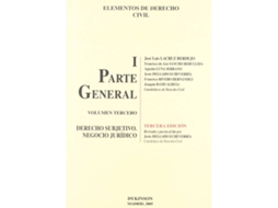 Livro Elementos De Derecho Civil I Parte General. Volumen 3º Derecho Subjetivo. Negocio Jurídico de José Luis Lacruz Berdejo (Espanhol)