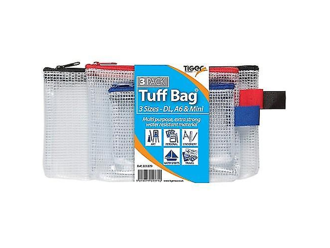 Estojo Triplo Tiger Stationery Transparente Aquaforge (pacote Com 3)