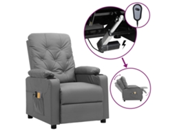 Vidaxl Poltrona De Massagens Elétrica Couro Artificial Cinzento