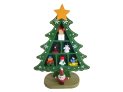 Árvore de Natal de Madeira para Mesa Compacta com Design Natalino