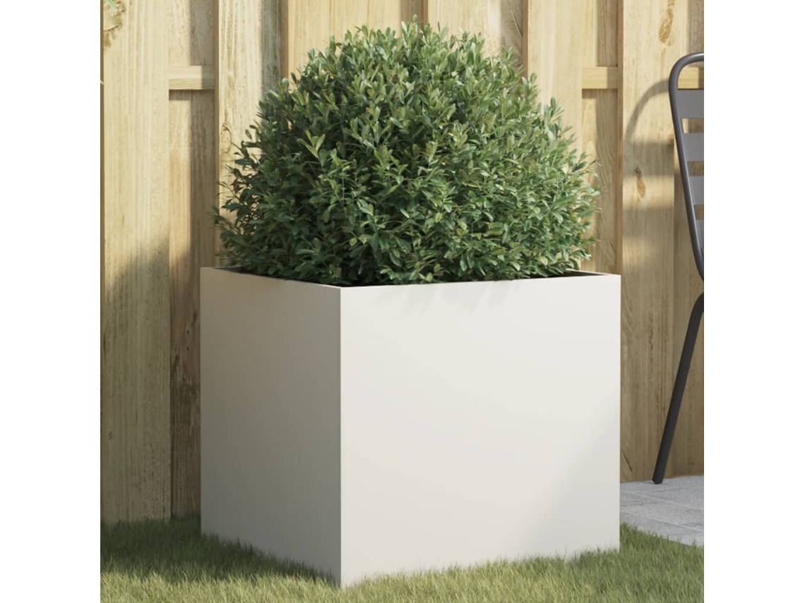 Vidaxl Vaso/floreira 49x47x46 Cm Aço Branco