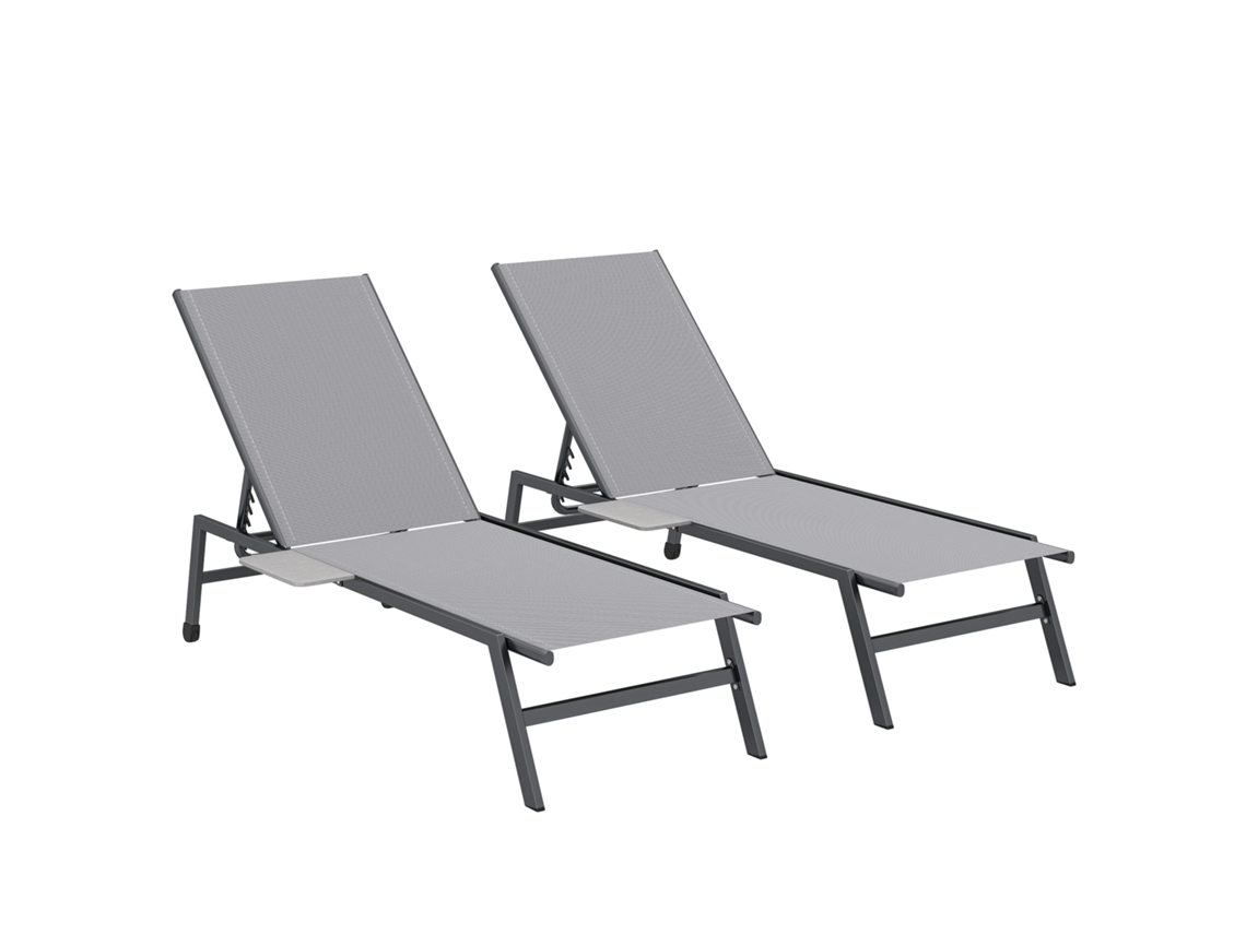 Conjunto de 2 Espreguiçadeiras e Mesa de Centro, com Vidro Temperado AQUAFORGE