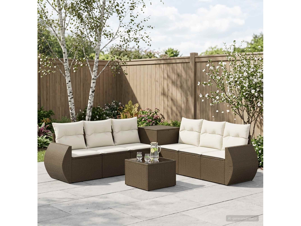 Vidaxl Conjunto De Sofás 8 Unid. Marrom E Branco Creme