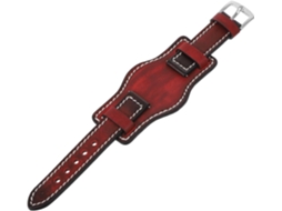Pulseira Ciieeo De 20 Mm Em Couro Genuíno Vermelho Com Almofada Metálica Antialérgica.
