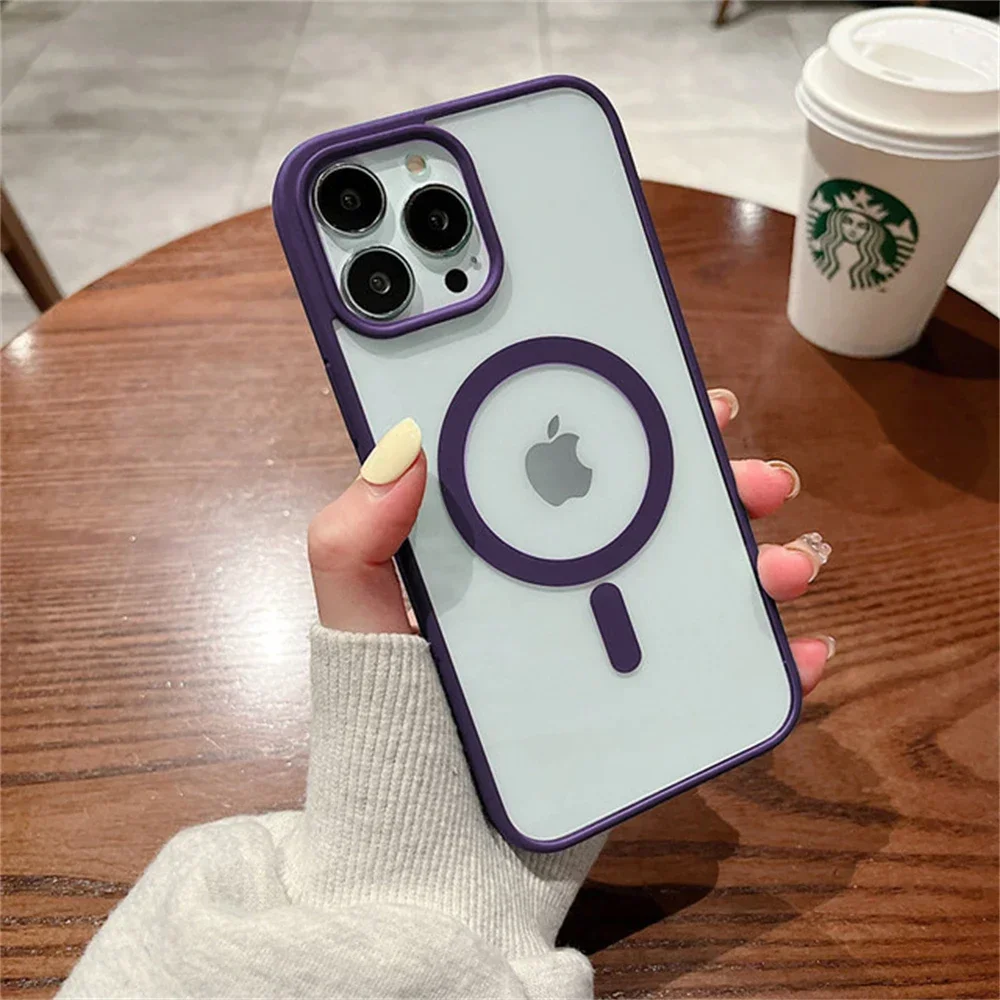 Capa Magsafe Com Carregamento Sem Fio Magnético Para Iphone (iphone 16 Plus, Roxo Escuro), Acrílico Rígido