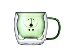 Caneca de Vidro Duplo com Alça e Design de Urso LAXISCREED