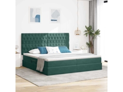 Vidaxl Cama De Armazenamento Led Com Colchão Verde-escuro 200 X 200 Cm