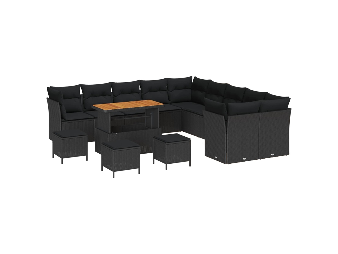 Maison Exclusive - Conjunto De Sofá De Jardim Com Almofada 14 Pcs Preto Vime Pe