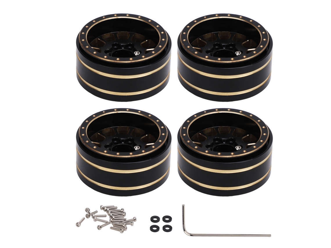 Conjunto De Cubos De Roda Beadlock De Latão 1.2in Para Traxxas Scx24 Fms24 1/18 1/24 (4 Peças)