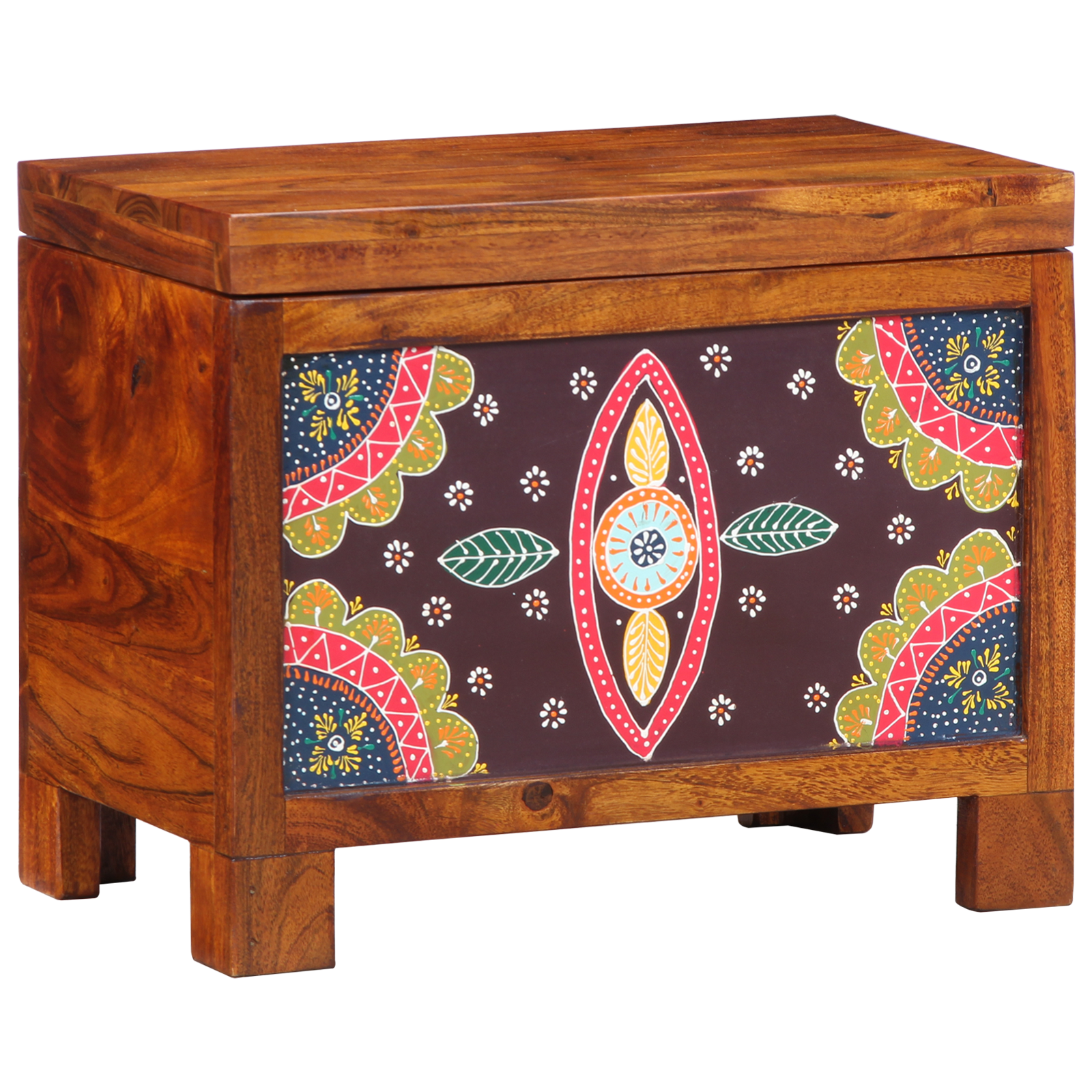 Caja de almacenaje marrón miel 50x30x40 cm madera maciza de acacia