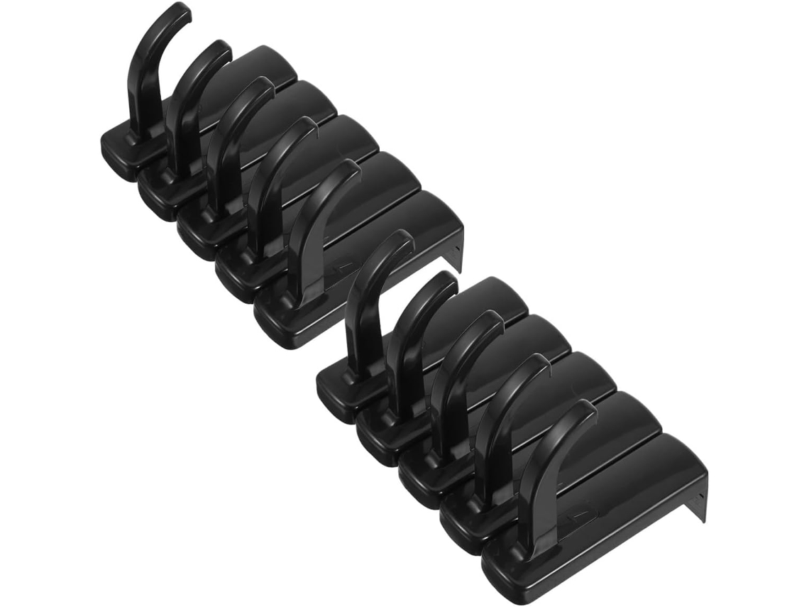 Conjunto De 10 Ganchos Adesivos E Suporte Ergonômico Para Fones De Ouvido Em Plástico Preto, Ideal Para