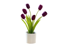 Tulipa Artificial de Seis Cabeças para Decoração de Casa, Vaso de Flores Artificiais LAXISCREED