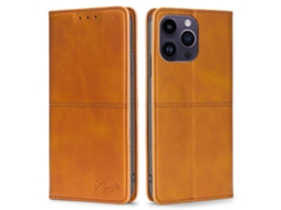 Capa Para Iphone 15 Pro Pele Sintética Com Porta-cartões Castanho