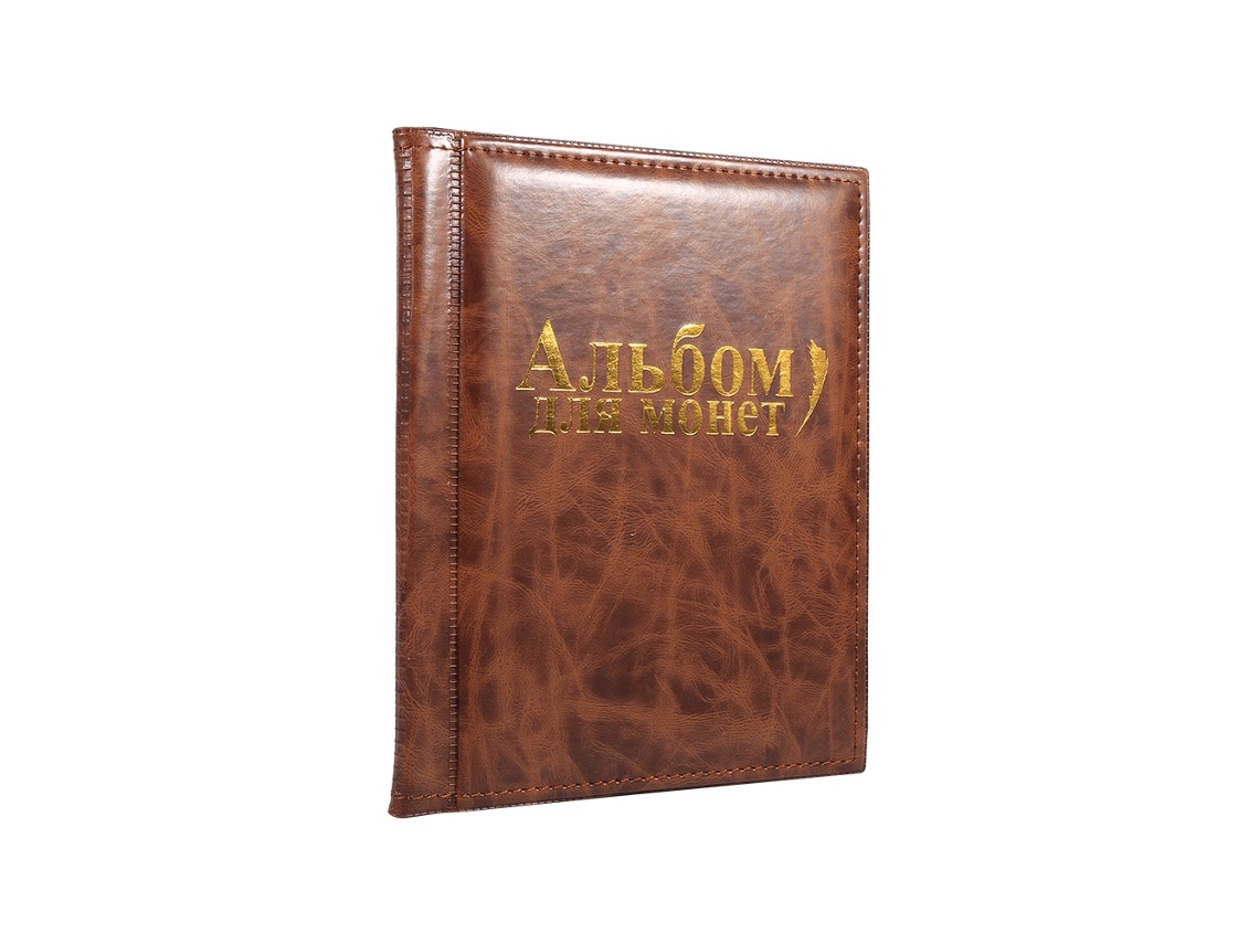 Álbum de coleção de moedas com 10 páginas, 250 bolsos, capa de PU, cores marrom | S/MARCA