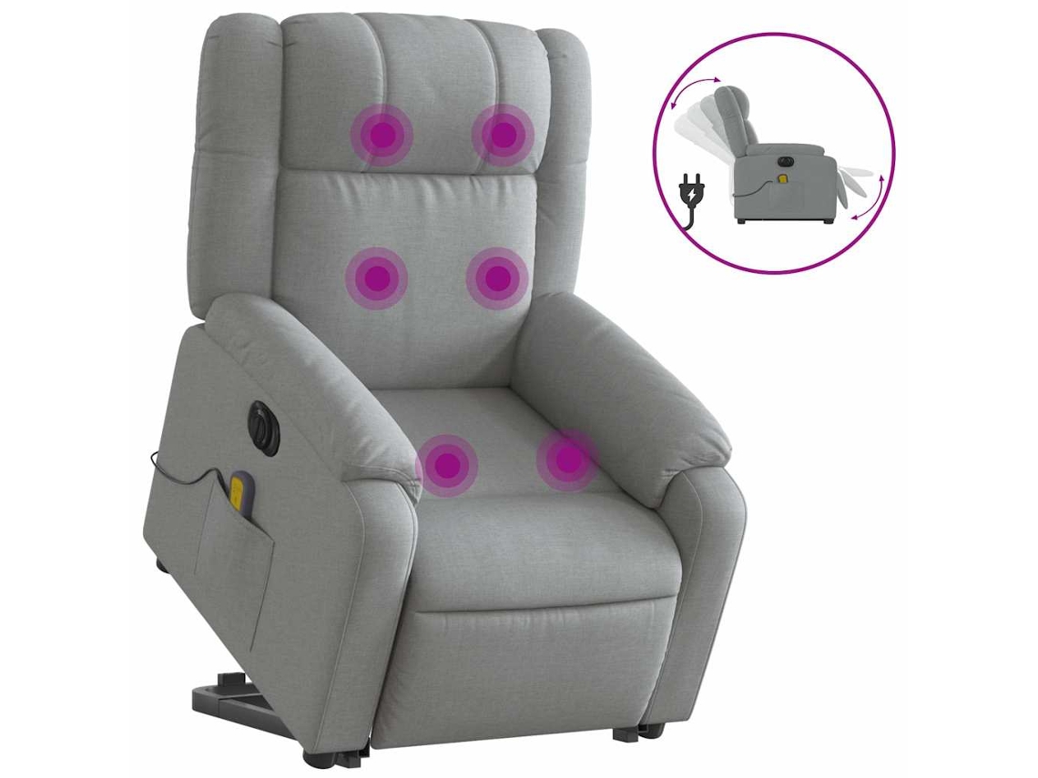 Electric Stand Up Massage Recliner Chair, Electric Stand Up Massage Recliner Chairs Vidaxl Cinzeto Tecido