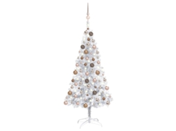 Árvore Natal VIDA XL artificial pré-iluminada c/bola PET prateado ((120 cm))