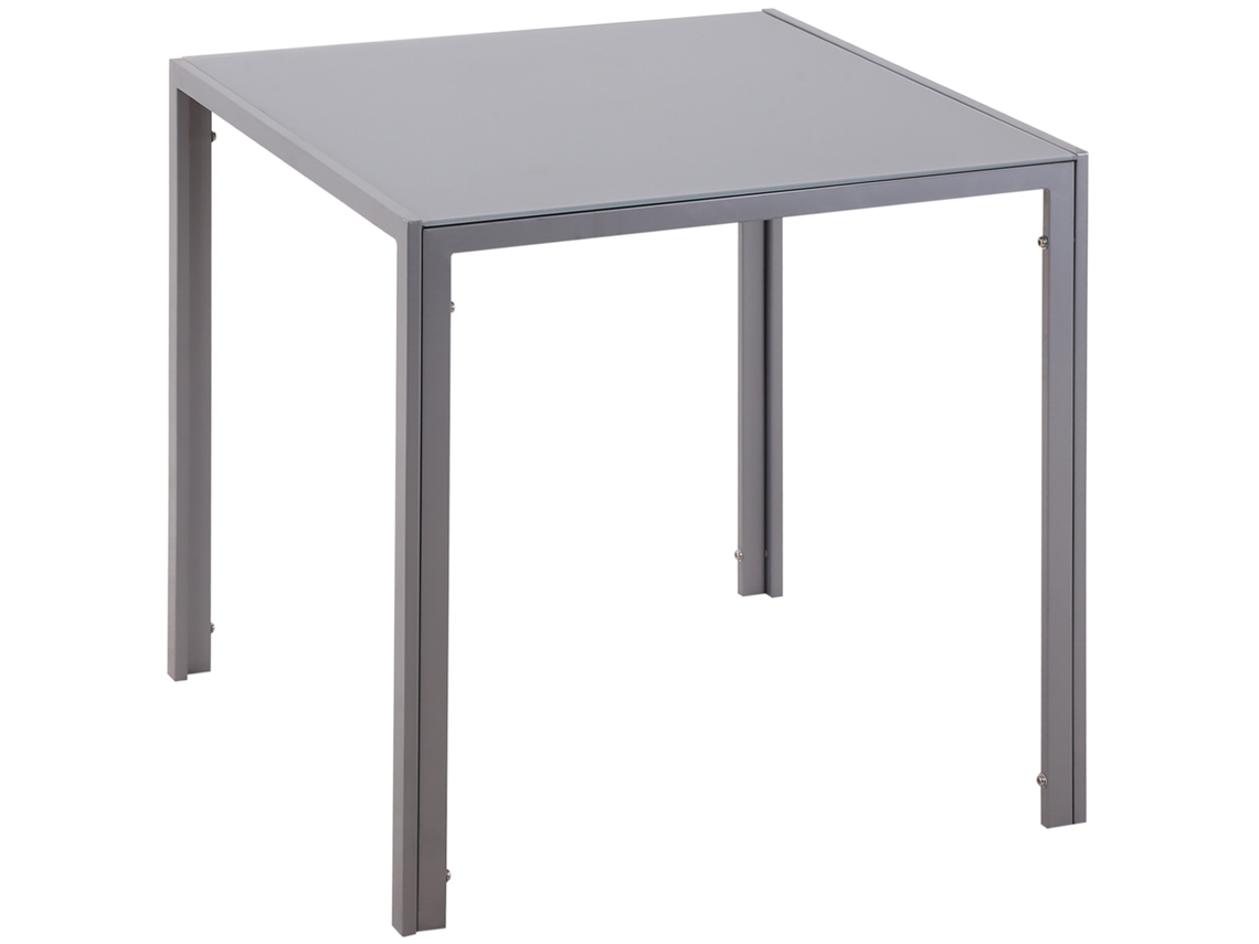 Mesa De Jantar, Mesa De Cozinha, Mesa De Vidro, Mesa Quadrada, Tampo De Vidro, Design Compacto, Cinza
