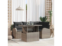 Vidaxl Conjunto De Sofá De Jardim 5 Unid. 4-número De Lugares Cinzeto