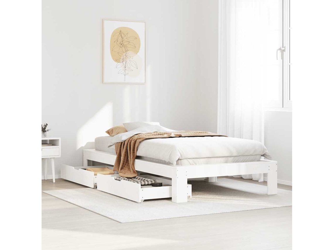 Vidaxl Cama Sem Colchão 75x190 Cm Madeira De Pinho Maciça Branco
