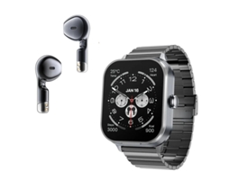 Smartwatch Com Fones De Ouvido Tws 2 Em 1 Chamada Bluetooth Relógio Esportivo Frequência Cardíaca E Monitoramento De Saúde Cinza Yizhood