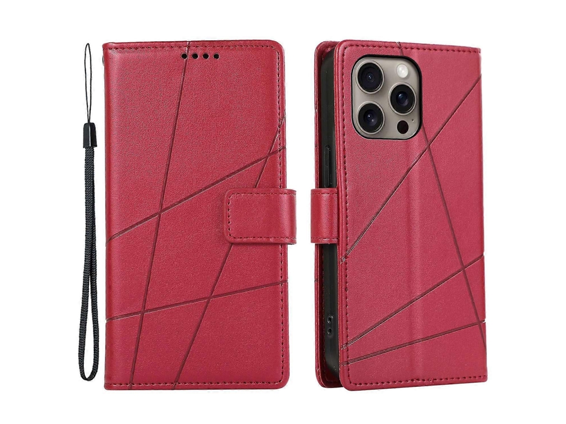 Capa Tipo Carteira Df-06 Para Iphone 16 Pro Com Impressão Digital E Capa À Prova De Choque