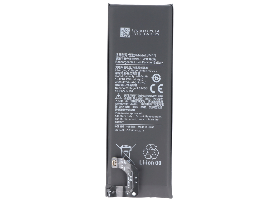 Avizar Bateria Li-polímero 3,85v Para Xiaomi Mi 10 Compatível Bm4n 4780mah Preto