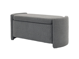 Banco Baú Veludo Cinza 105x44x45,5cm Sala Quarto BRAVENTO