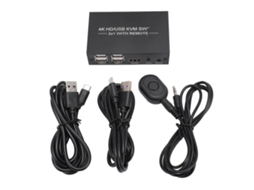 Switch Mali KVM com 4 portas USB 2.0 suporta 2 computadores, 1 display 4Kx2K com cabos USB com marca