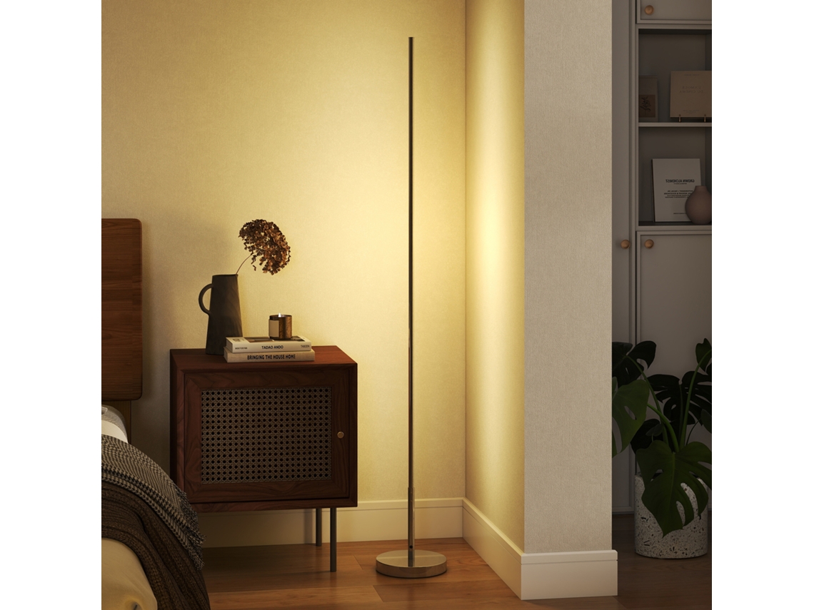 Luminária de Chão Led Alta 150 Cm com Temperatura de Cor Ajustável e Controle Remoto prata BTFORUS