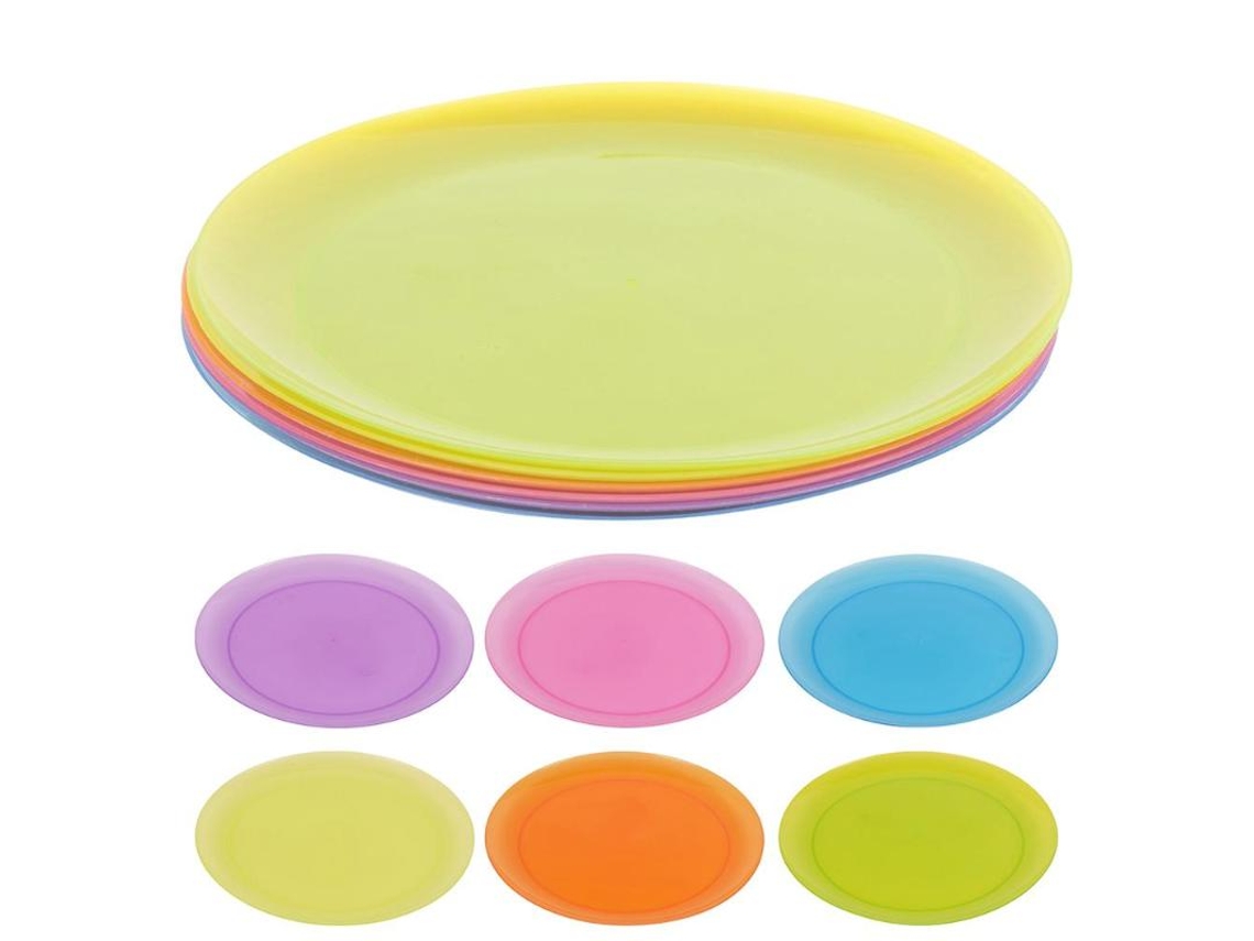 Platos plastico colores 21cm 6 piezas pack 6
