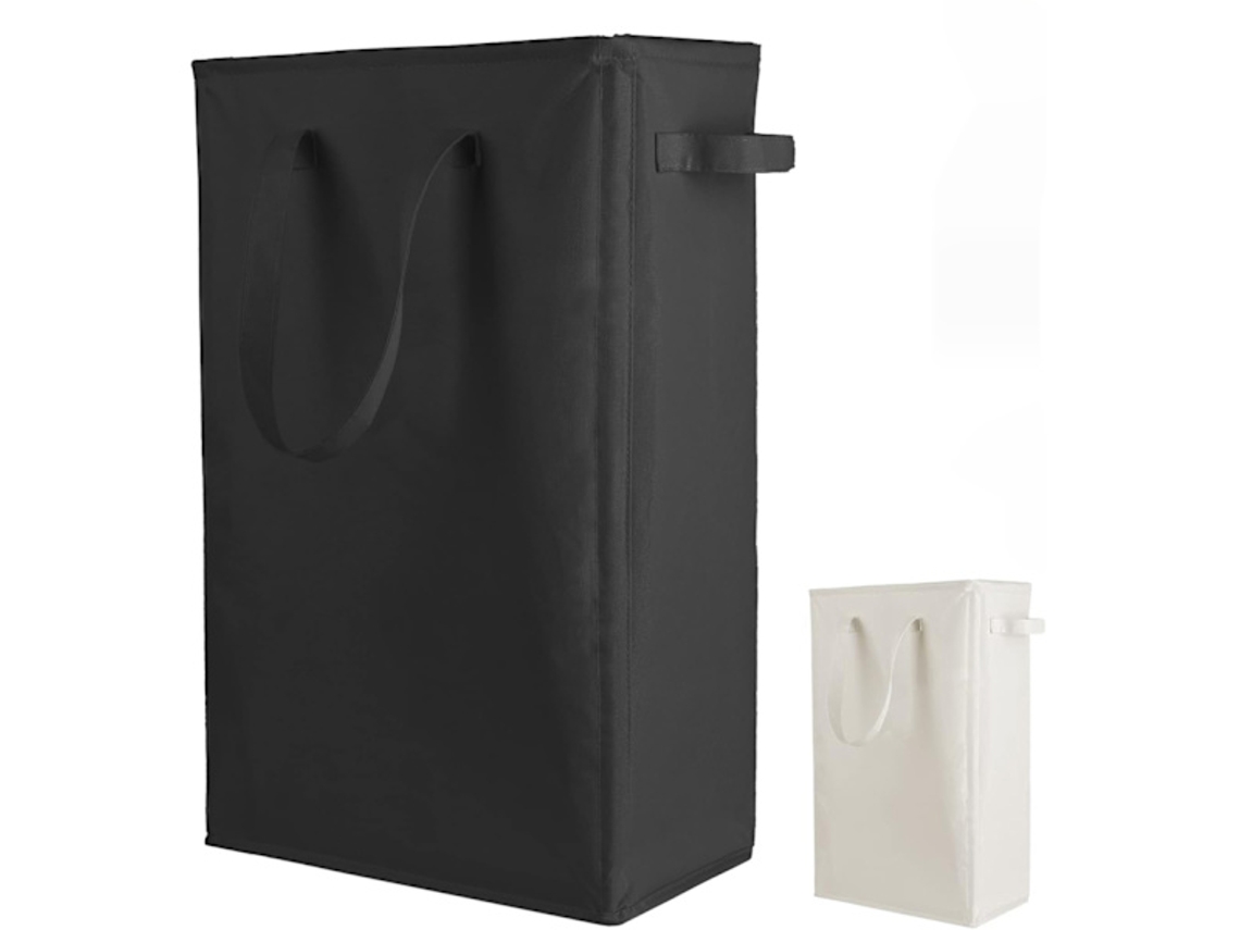 Conjunto De 2 Cestos De Roupa Suja Slim, Compactos E Ideais Para Organizar Roupas Sujas, Sacos De Roupa Suja Slim E Dobráveis, Dobráveis, Pretos