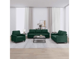 Vidaxl 3 Pcs Conjunto De Sofás Com Almofadões Veludo Verde-escuro