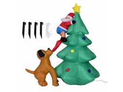 Laxiscreed Árvore De Natal Inflável 1.8m Com Pai Natal E Luz Led Para Decoração De Exterior