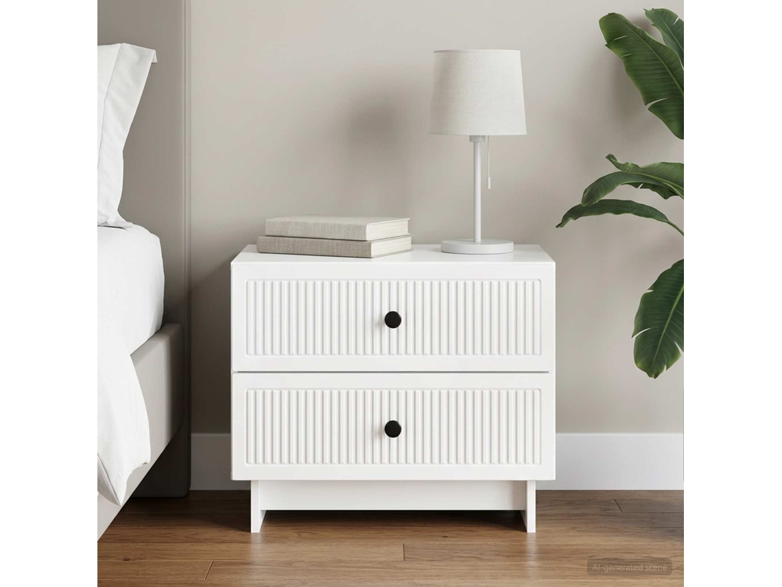 Vidaxl Armário De Cabeceira Branco Brilhante 62 X 34,5 X 47,5 Cm