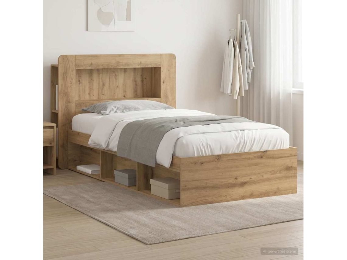 Vidaxl Estrutura De Cama Com Armazenamento Carvalho Arttisan