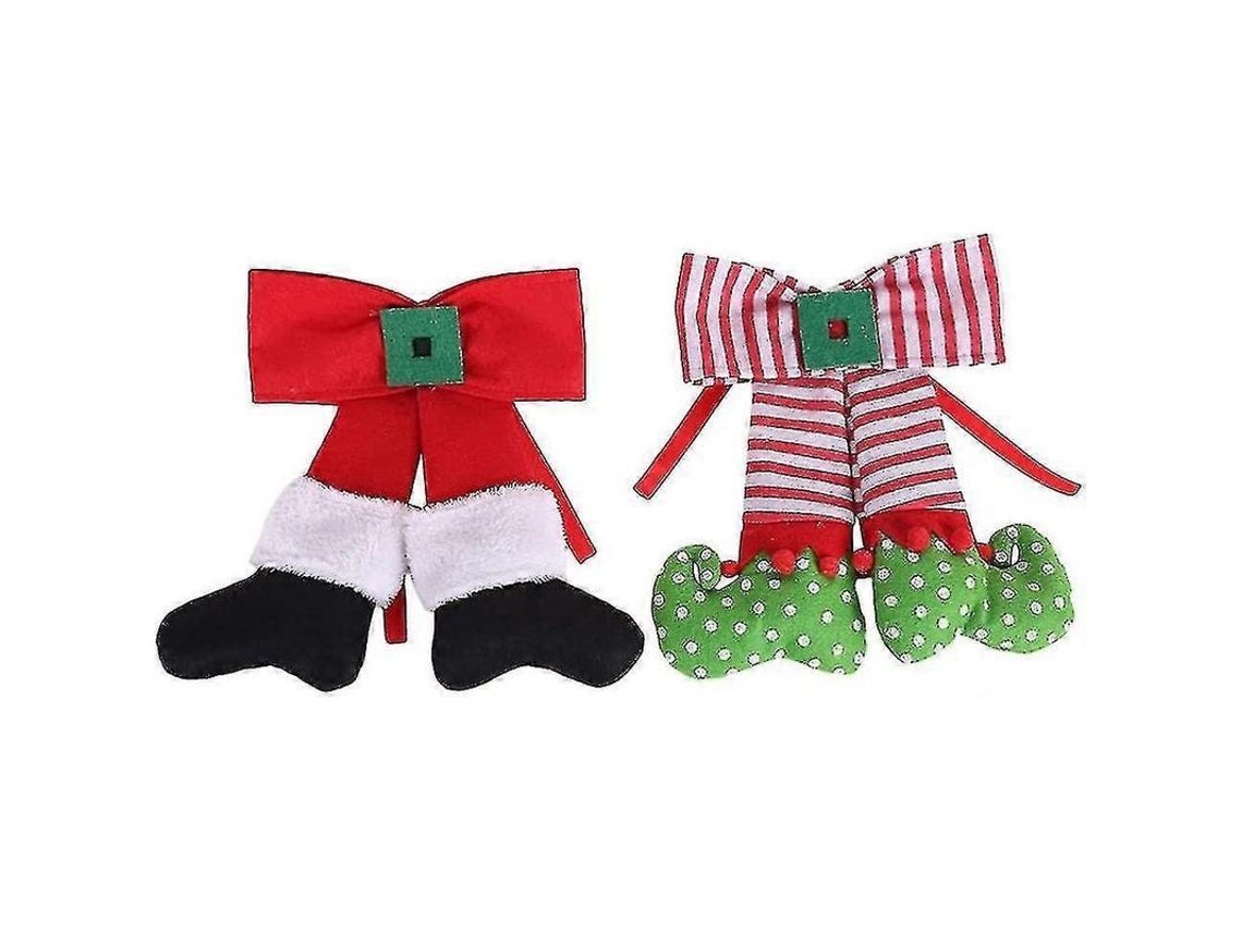 Adornos De Natal Com Papai Noel E Elfo Para Árvore, Porta E Chimenea 2pcs Cores Mistas