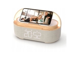 Carregador Sem Fio Multifuncional Para Celular, Luminária De Mesa Para Quarto, Relógio, Despertador, Rádio, Som