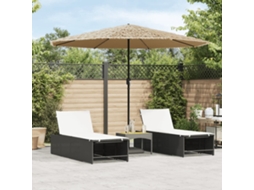 Vidaxl Guarda-sol C/ Luzes Led E Poste De Aço 324x324x247 Cm Castanho